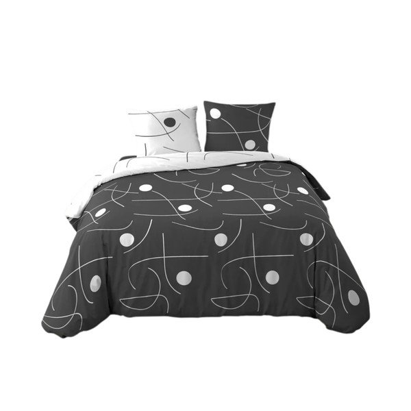 Balta/tumši pelēka divguļamā/īpaši gara trīsdaļīga mikrošķiedras gultas veļa 240x220 cm Sonate – douceur d'intérieur