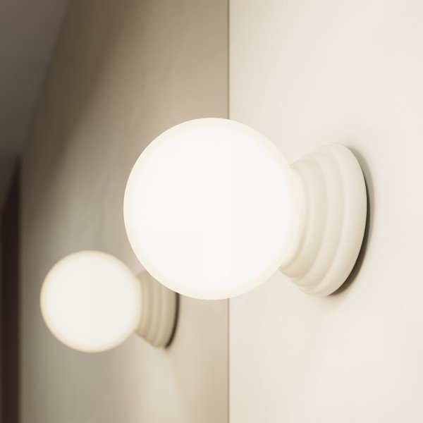 Bēša keramikas griestu lampa ar stikla abažūru ø 12 cm Farsa – Sollux-image-2