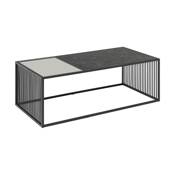 Melns žurnālgaldiņš ar stikla galda virsmu 60x120 cm Strington – Actona-image-3