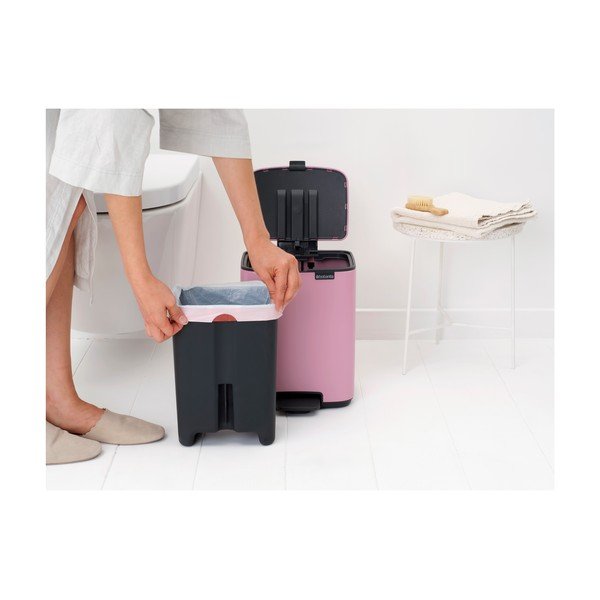 Rozā tērauda atkritumu tvertne ar pedāli 7 l Bo – Brabantia-image-2
