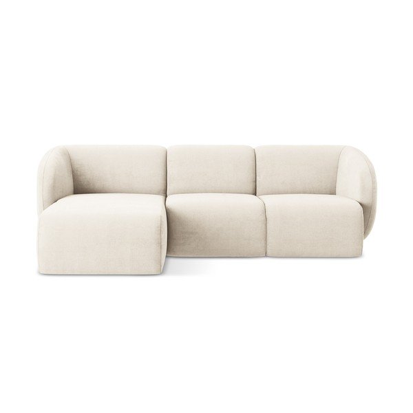 Bēšs stūra dīvāns no šenila auduma (ar kreiso stūri/ar zvilni) Lani – Makamii