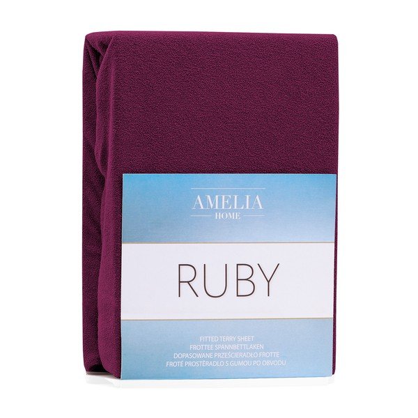 AmeliaHome Rubīna tumši violeta elastīga palags ar augstu kokvilnas saturu, 120/140 x 200 cm-image-1