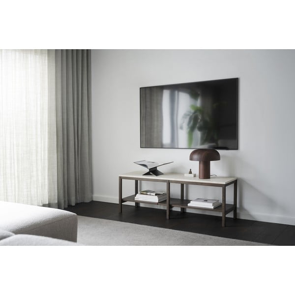 Brūns/bēšs konsoles galds ar akmens virsmu 140x40 cm Orwel – Rowico-image-1