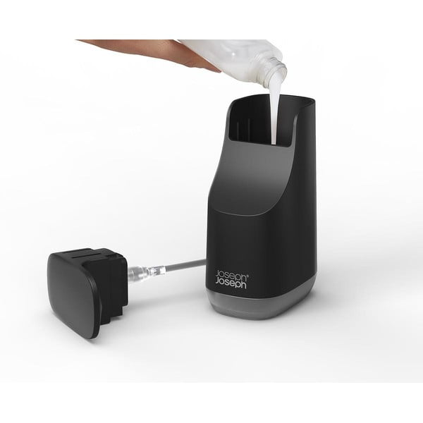 Melns plastmasas ziepju dozators 350 ml Slim – Joseph Joseph-image-1