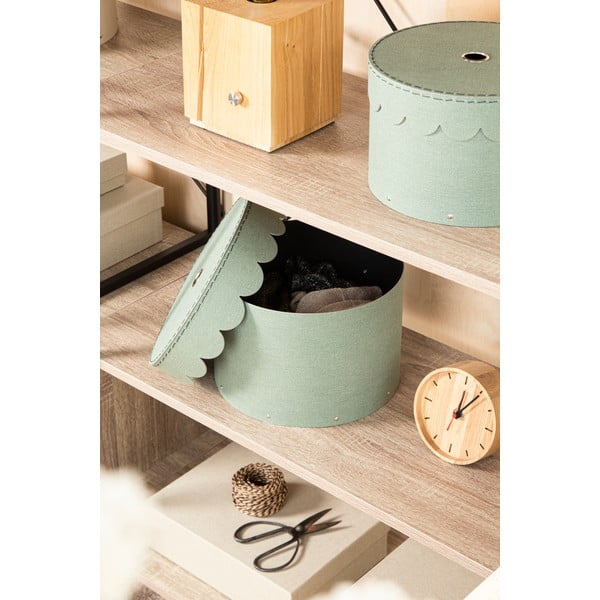 Zilganzaļas kartona uzglabāšanas kastes (2 gab.) ar vāku ø 26x17,5 cm Wilma Canvas Paper Laminate – Bigso-image-2