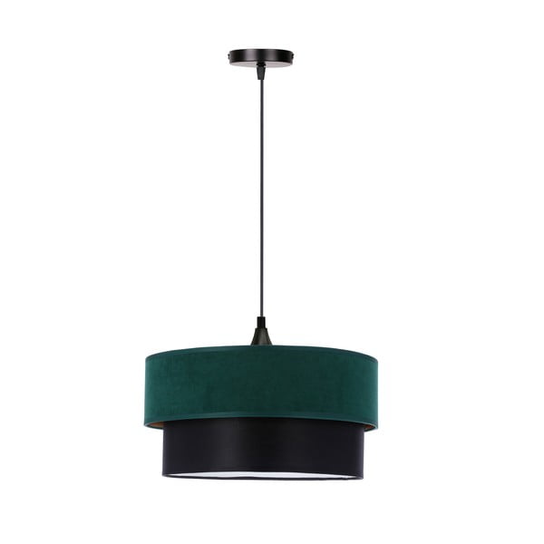 Zaļganzila/melna piekaramā lampa ar auduma abažūru ø 35 cm Solanto – Candellux Lighting