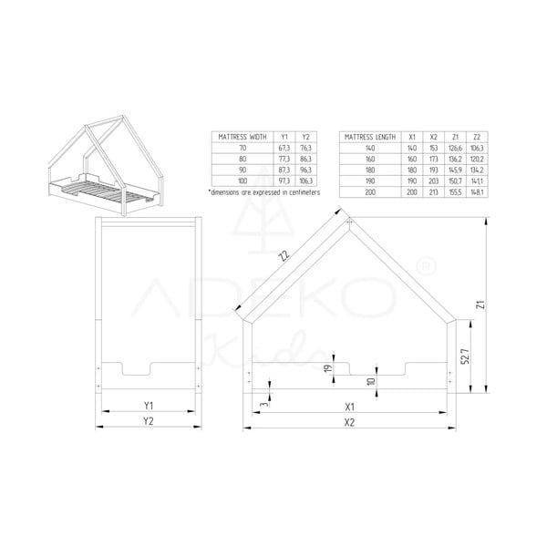Mājas gulta no priedes koka Adeko Loca Dork, 90 x 200 cm-image-2
