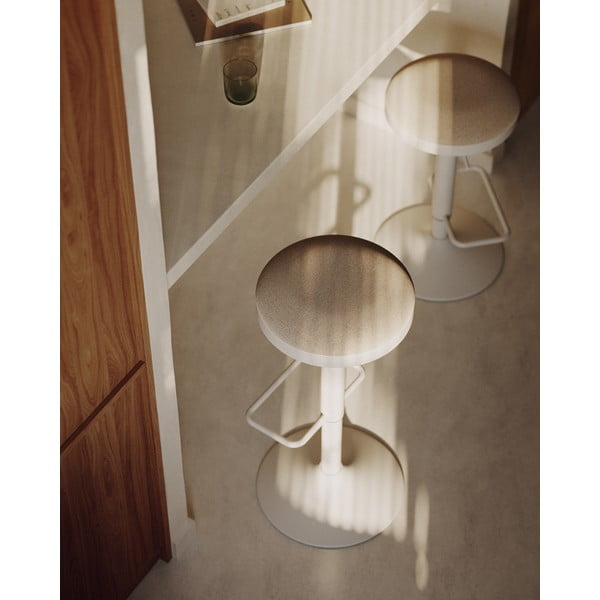 Bēšas polsterētas bāra taburetes ar regulējamu augstumu (2 gab.) (sēdekļa augstums 53,5 cm) Zaib – Kave Home-image-1