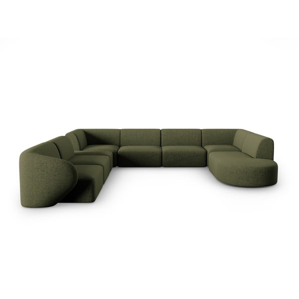 Zaļš stūra dīvāns (ar kreiso stūri/U veida) Shane – Micadoni Home