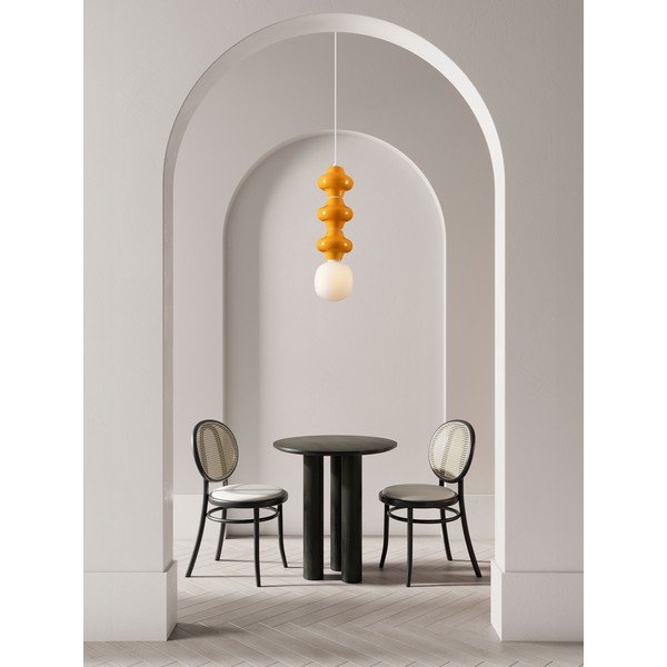 Balta/oranža keramikas piekaramā lampa ar stikla abažūru ø 18 cm Clio – Nova Luce-image-4