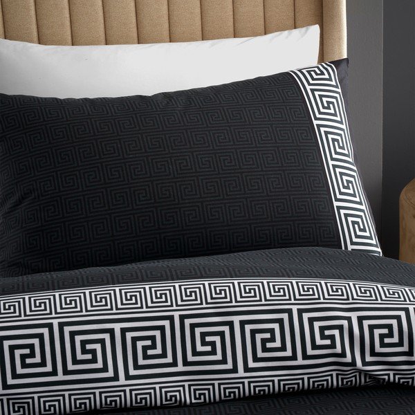 Melna divguļamā gultas veļa 230x220 cm Artemis Greek Key – Catherine Lansfield-image-3