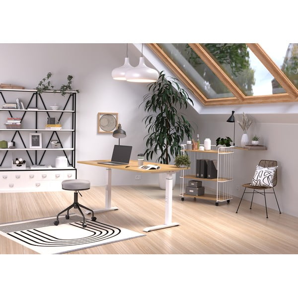 Darba galds ar regulējamu augstumu un ozolkoka imitācijas galda virsmu 80x120 cm Downey – Germania-image-1