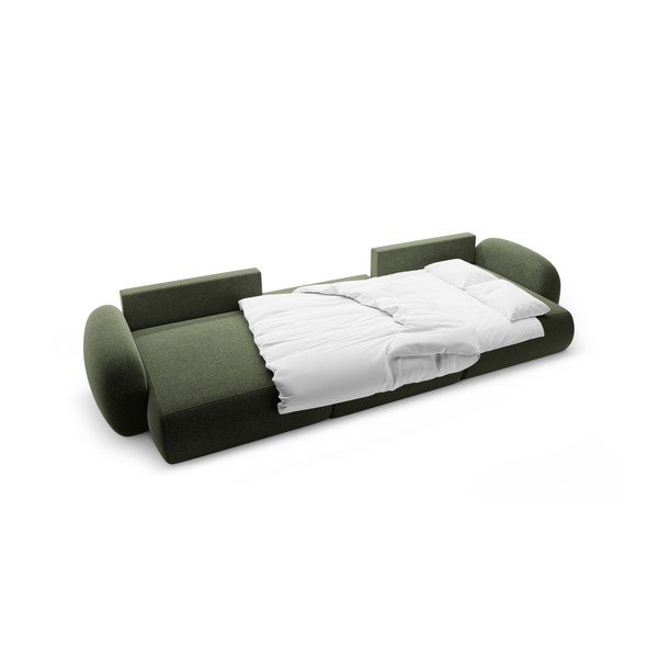 Zaļš salokāms/ar uzglabāšanas vietu (U veida) stūra dīvāns no šenila auduma Tonale – Cosmopolitan Design-image-3