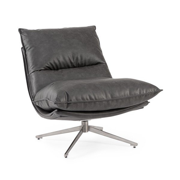 Tumši pelēks atpūtas krēsls ar uzglabāšanas vietu no ādas imitācijas Alanez – Bizzotto