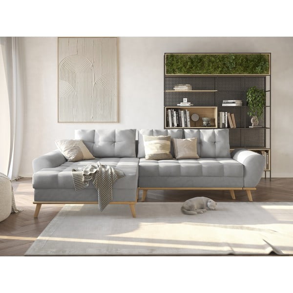 Gaiši pelēks salokāms stūra dīvāns (ar kreiso stūri) Balitco – Ropez-image-1