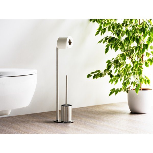 Matētas sudraba krāsas nerūsējošā tērauda tualetes papīra turētājs ar statīvu Levante – Wenko-image-1