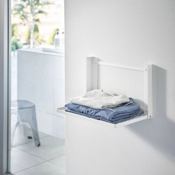 Matēti balts tērauda sienas vannas istabas plaukts Tower – YAMAZAKI-image-2