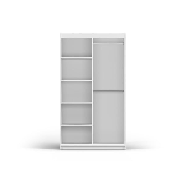 Balts drēbju skapis ar spoguli un bīdāmām durvīm 122x215 cm Lisburn – Cosmopolitan Design-image-3