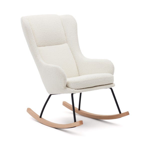 Balts šūpuļkrēsls no buklē auduma Maustin – Kave Home