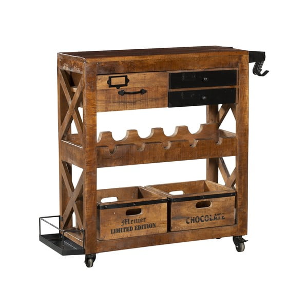 Dabīga toņa mango masīvkoka vīna skapis pudeļu skaits 5, 100x92x30 cm Ravi – Interia Home & Living