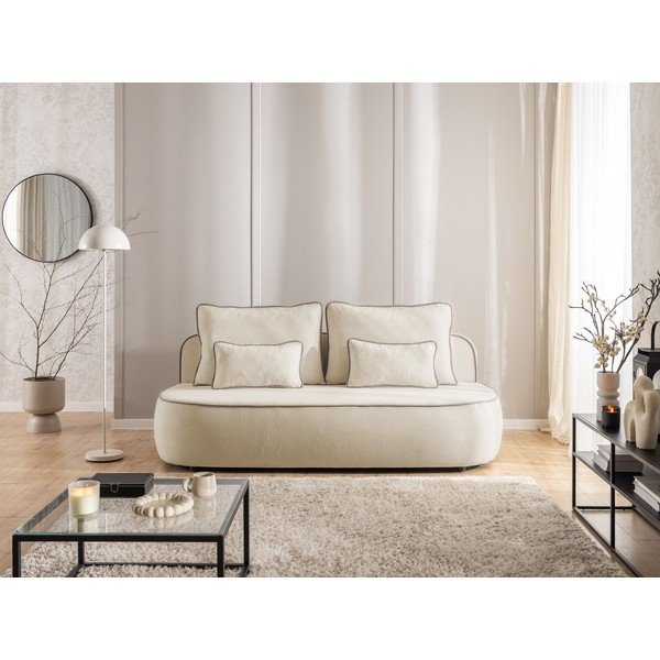 Bēšs/pelēkbrūns samta salokāms/ar uzglabāšanas vietu dīvāns 210 cm Saga – Ropez-image-2