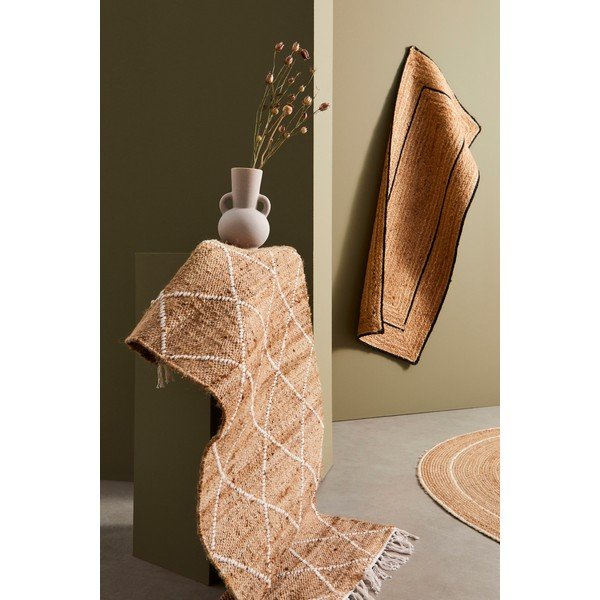 Balts/dabīga toņa ar rokām darināts džutas paklājs 70x140 cm Shaila – Bizzotto-image-1