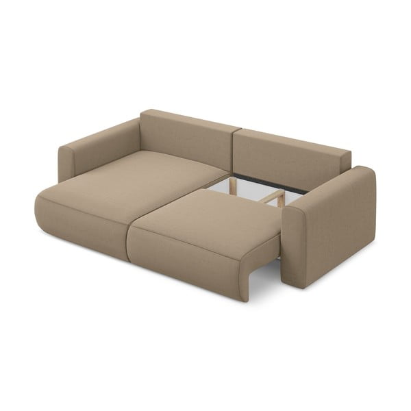 Gaiši brūns samta salokāms/ar uzglabāšanas vietu stūra dīvāns (ar kreiso stūri/ar zvilni) Kapua – Makamii-image-4