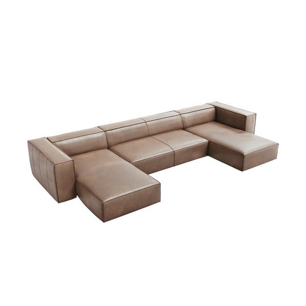 Gaiši brūns ādas stūra dīvāns (U veida) Madame – Windsor & Co Sofas-image-2