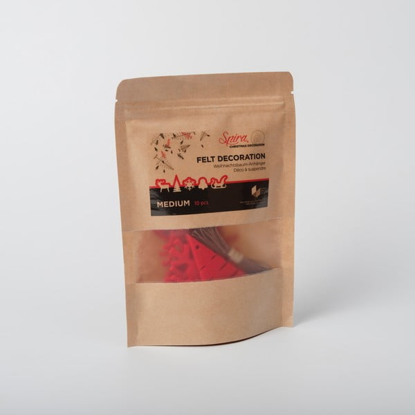 10 sarkana filca Ziemassvētku rotājumu komplekts Spira Medium-image-4