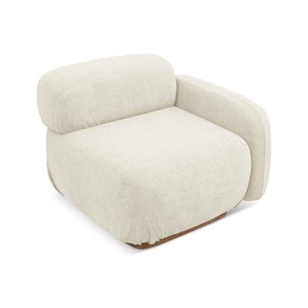 Krēmkrāsas modulārā dīvāna daļa no buklē auduma (ar labo stūri) Ailani – Makamii-image-1