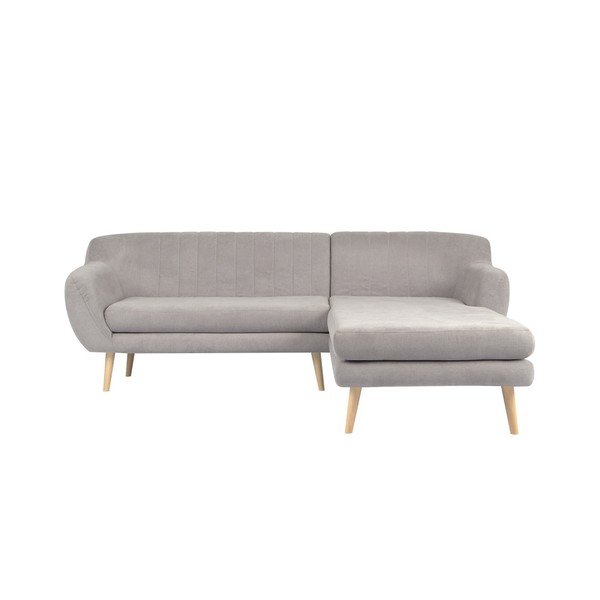Gaiši pelēks trīsvietīgs dīvāns ar labo stūri Mazzini Sofas Sardaigne