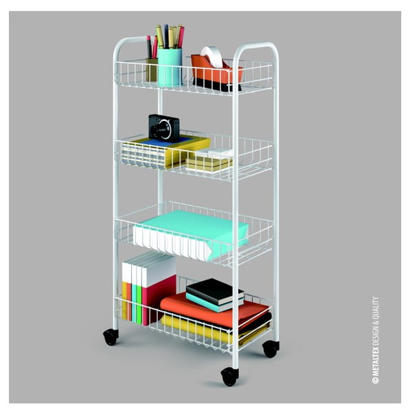 Balts pārvietojams metāla plaukts 41x84 cm Pisa – Metaltex-image-2