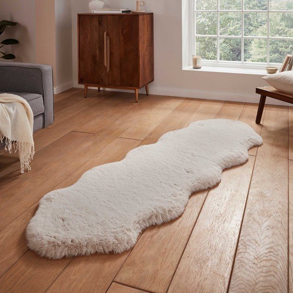 Krēmkrāsas sintētisks celiņa paklājs 60x180 cm Super Teddy – Think Rugs-image-1