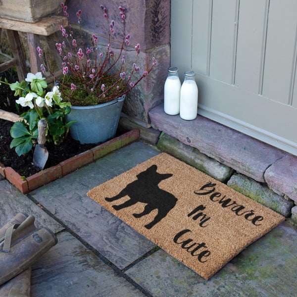 Kokosšķiedras kājslauķis 40x60 cm Beware I'm Cute French Bulldog – Artsy Doormats-image-3