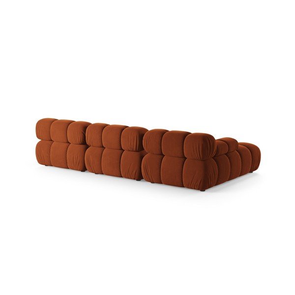 Terakotas oranžs samta modulārais stūra dīvāns (ar kreiso stūri/ar zvilni) – Micadoni -image-3