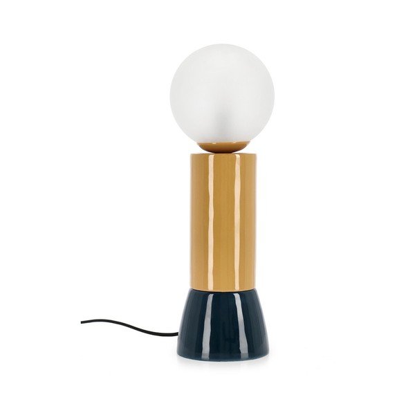 Metāla galda lampa ar stikla abažūru (augstums 47 cm) Malton – Bizzotto