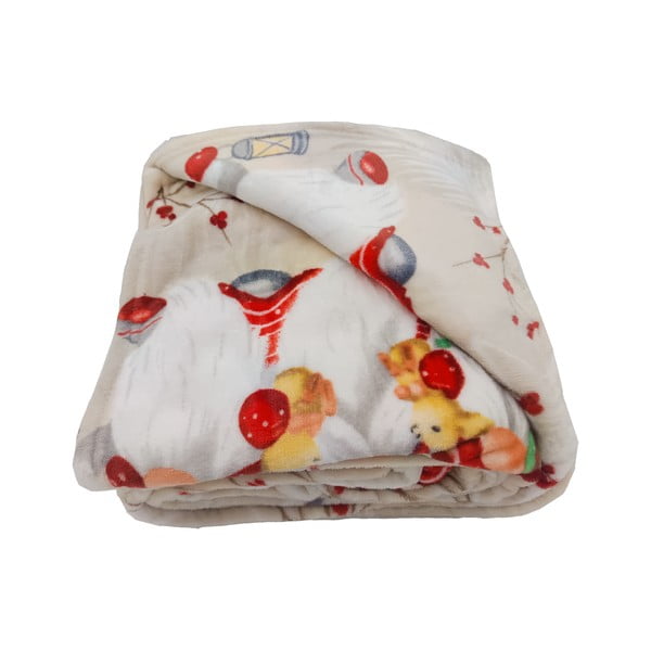 Krēmkrāsas mikroplīša pleds ar Ziemassvētku motīvu 150x200 cm Goblin – My House-image-2