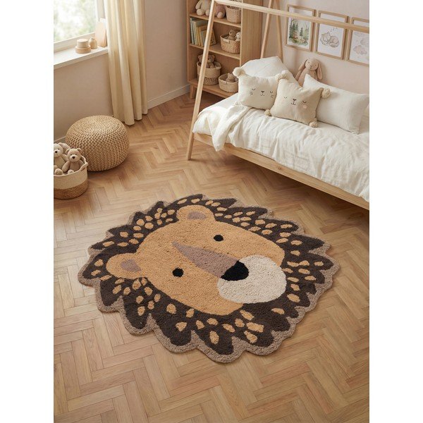 Oranžs/brūns mazgājams/ar rokām darināts kokvilnas bērnu paklājs 120x125 cm Snuggle Roary – Hanse Home-image-1