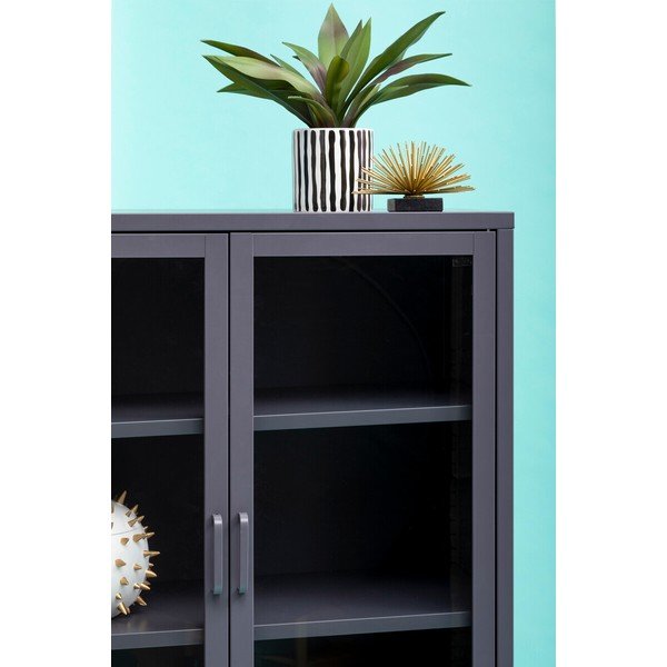 Pelēka tērauda vitrīna 75x150x35 cm Acier – Premier Housewares-image-2