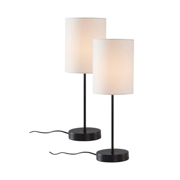 Balta/melna tekstila galda lampa (augstums 45 cm) Seth – Jotex