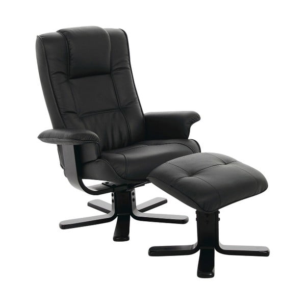 Melns atlokāms krēsls ar ādas imitācijas kāju balstu Actona Limb