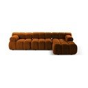Oranžs modulārais stūra dīvāns no buklē auduma (ar labo stūri) Bellis – Micadoni Home