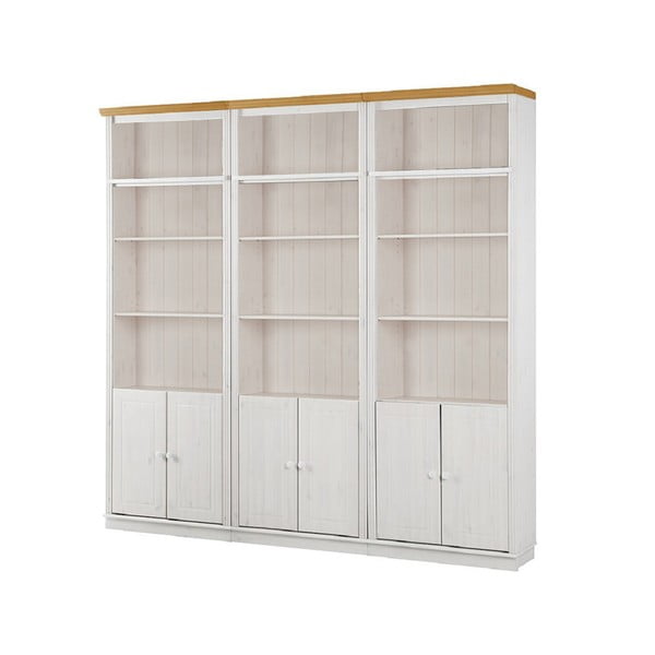 Balts priedes masīvkoka grāmatplaukts 222x223 cm Anita – Støraa-image-2