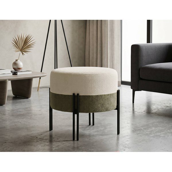 Haki/krēmkrāsas pufs Modern Style – Mauro Ferretti-image-1