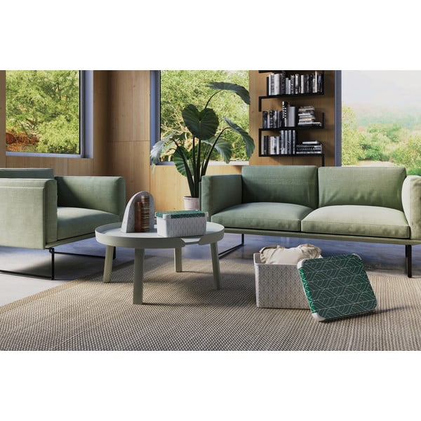 Balta/zaļa plastmasas uzglabāšanas kaste ar vāku 39,5x29,5x25 cm L – Curver-image-1