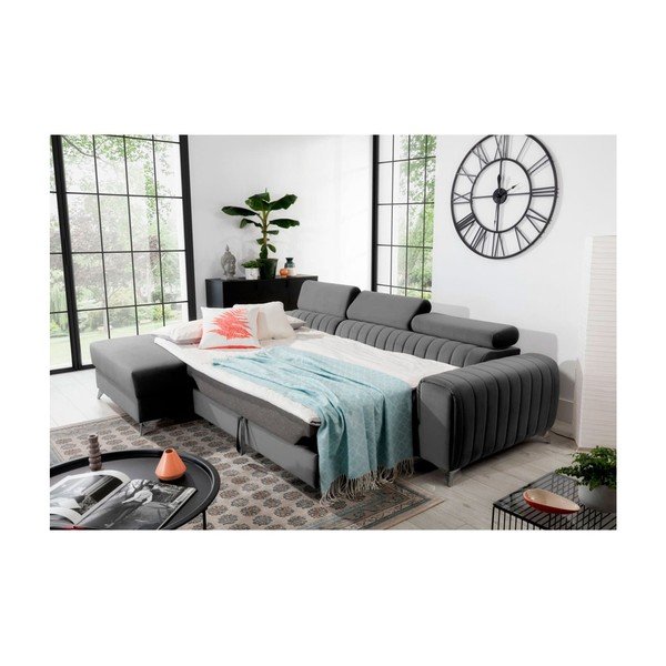 Tumši pelēks samta salokāms/ar uzglabāšanas vietu stūra dīvāns (ar kreiso stūri/ar zvilni) Grayson – ELTAP-image-4