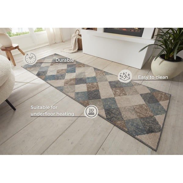 Zils/bēšs celiņa paklājs 80x200 cm Terrain – Hanse Home-image-4