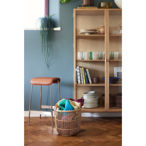 Konjakbrūnas/sudraba krāsas polsterētas bāra taburetes (2 gab.) (sēdekļa augstums 75 cm) Avenue – Hübsch-image-4