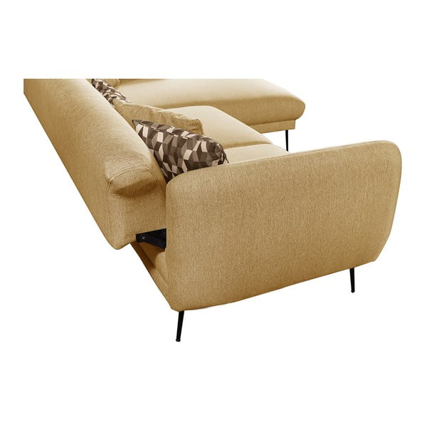 Dzeltens izvelkamais stūra dīvāns Pandia Home Madrid, labais stūris-image-3