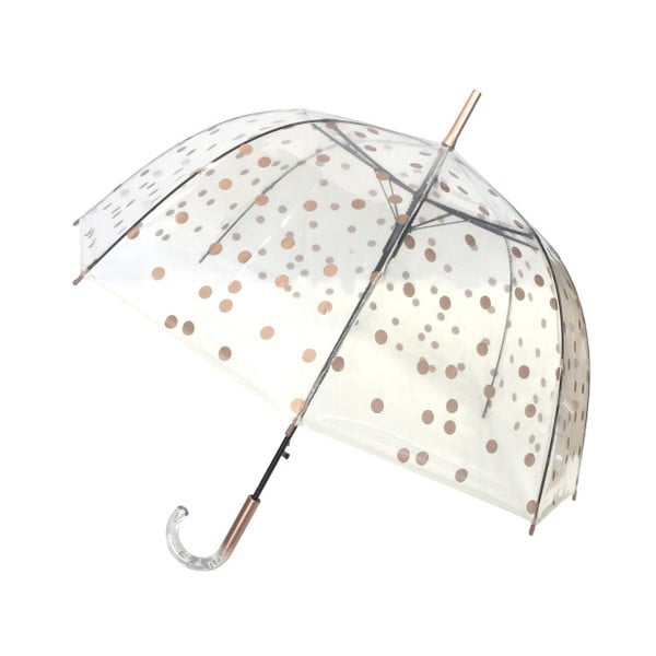 Caurspīdīgs vēja necaurlaidīgs lietussargs ar zelta detaļām Ambiance Birdcage Dots, ⌀ 85 cm
